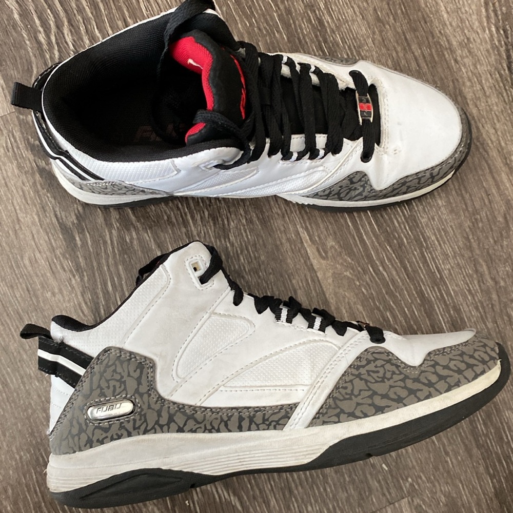 FUBU White, Black, and Gray Patterned ankle Sneakers - Picture 17 of 17
